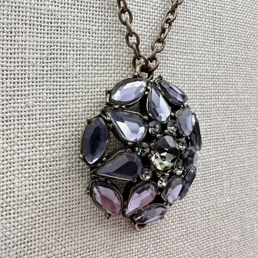 Vintage Y2K Statement Rhinestone Pendant Necklace Women's Classic‎ Jewelry Retro